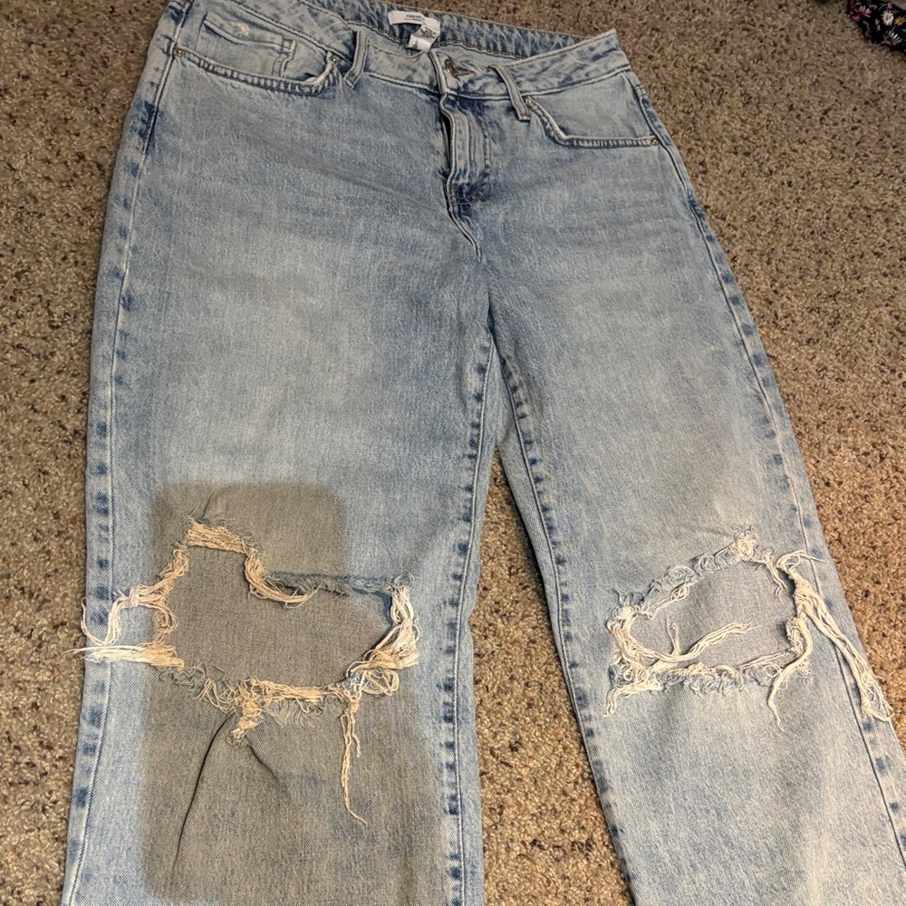 Forever 21 Light Blue Distressed Men's Jeans